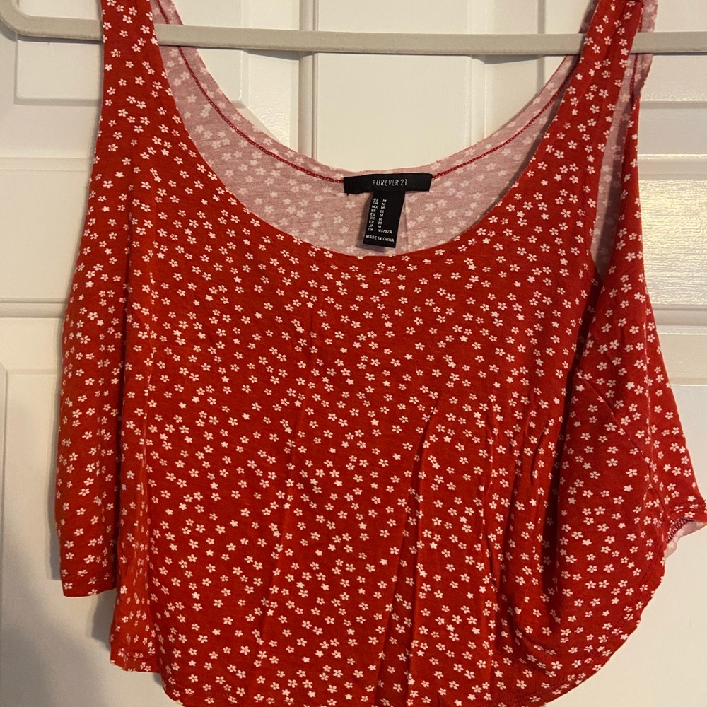 Forever 21 Red Floral Crop Top/Tank (M)